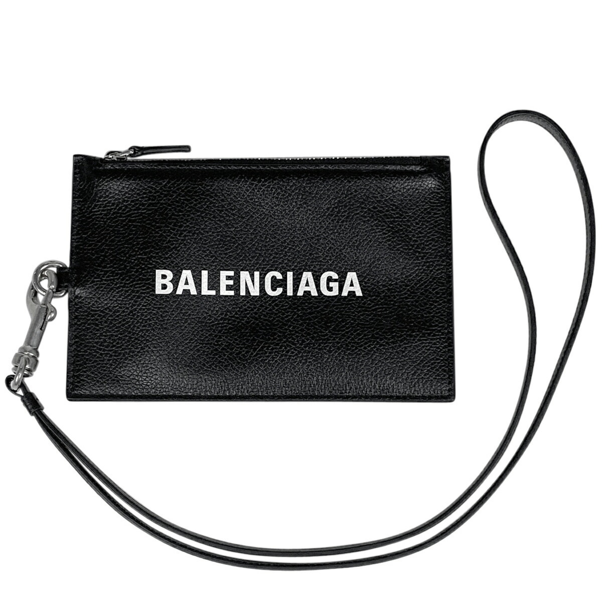 Balenciaga Case Card Logo Black Leather